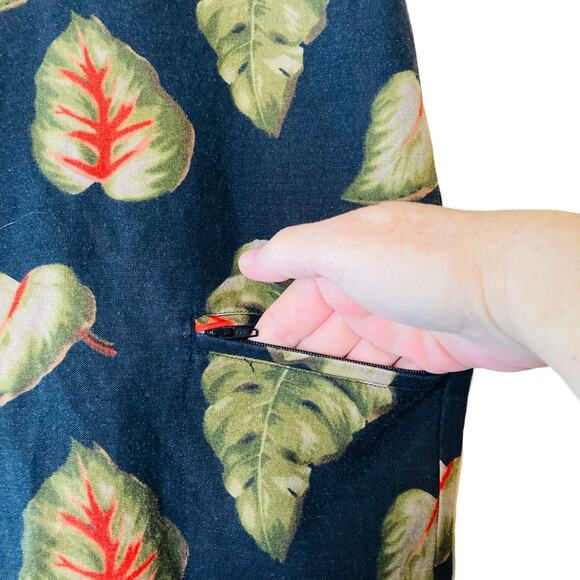 Tropical Elephant Ear Linen Rayon Blend Pant by David Paul Size 6 - Picture 3 of 11